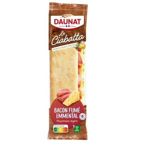 Daunat ciabatta baguette bacon fumé emmental 200g