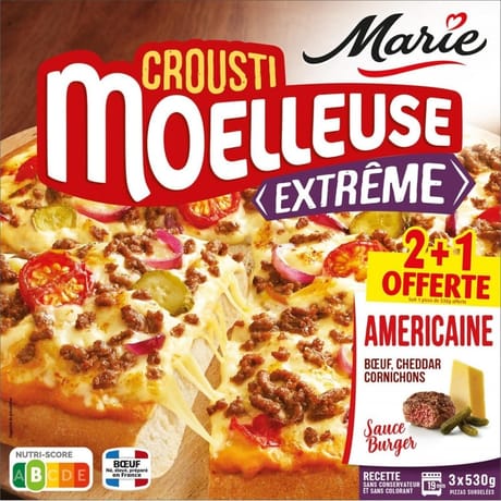 Marie 2 pizzas crousti moelleuse extrême américaine +1 offerte 1590g