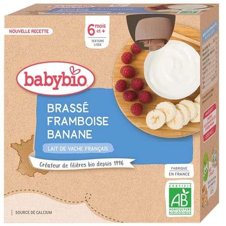 Babybio Gourde Brassé Framboise Banane dès 6 mois 4X85G