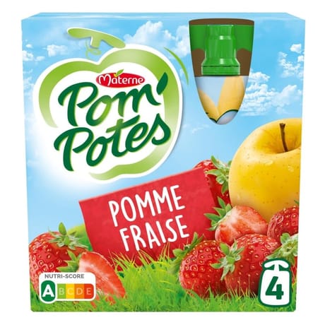 Pom'Potes compotes gourdes pomme fraise 4x90g