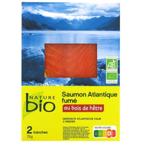 Nature bio saumon d'élevage fumé bio 2 tranches 70g