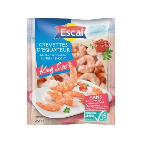 Escal queues de crevettes décortiquées cuites king size 20/40 asc 250g