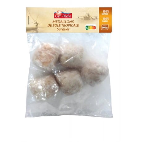 Gel Pêche médaillons de sole tropicale crus 500g