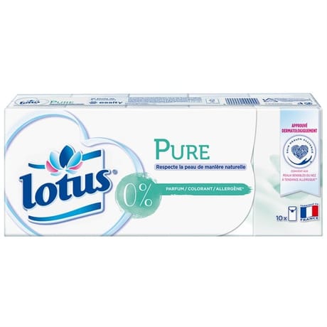 Lotus mouchoirs étuis pure x10