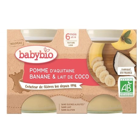 Babybio Pot Pomme d'Aquitaine Banane Coco 6 mois 2x130g