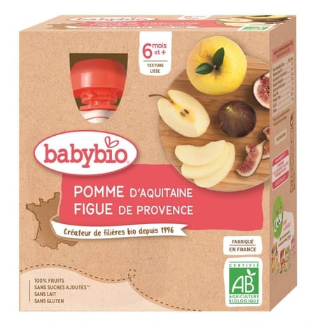 Babybio gourde pomme figue de provence 4x90g dès 6 mois