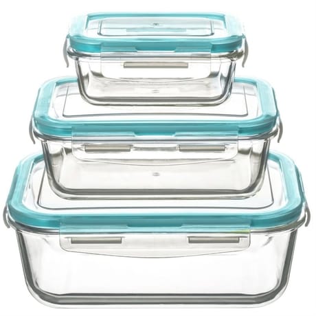 Boîtes de conservation en verre + couvercles x3