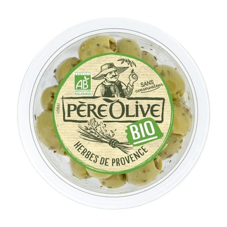 Père olive olives bio aux herbes de Provence 150g