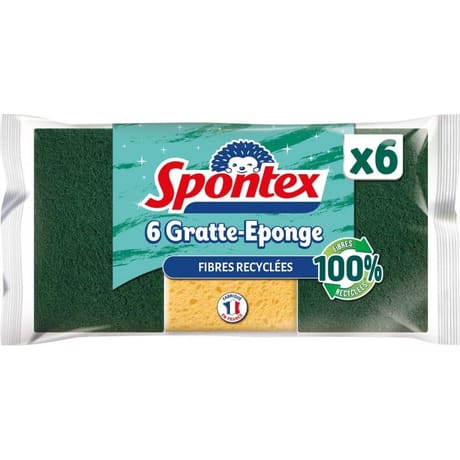 Spontex gratte-éponge fibres recyclées x6