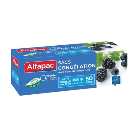 Alfapac sacs congélation à lien x50 petit modèle végétal origin