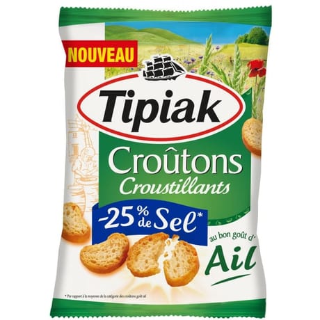 Tipiak croutons croustillants ail -25% sel 80g