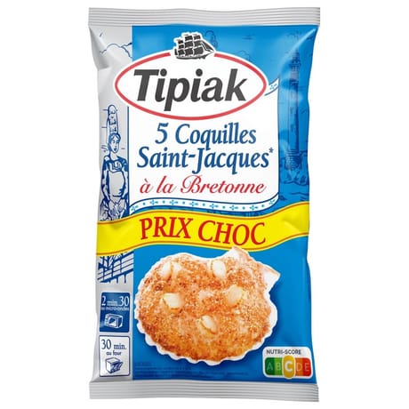 Tipiak coquilles st jacques à la bretonne 5x90g prix choc