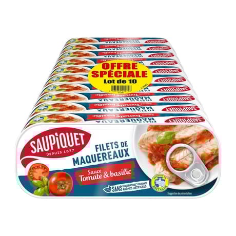 Saupiquet maquereaux tomate basilic  1/4 x 10 169g