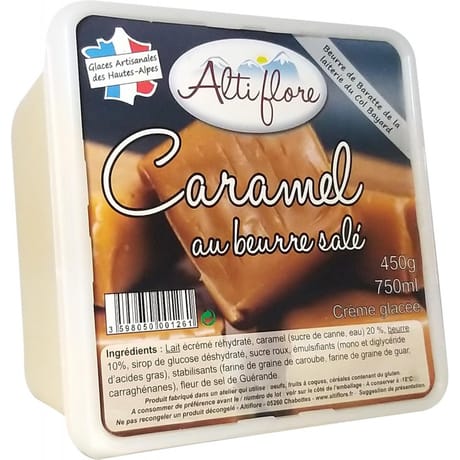 Altiflore bac crème glacée artisanale caramel 750ml 450g