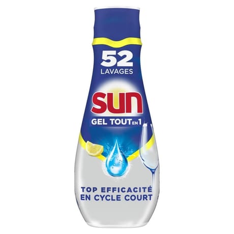 Sun tout en 1 gel lave-vaisselle citron 900ml - 52 lavages