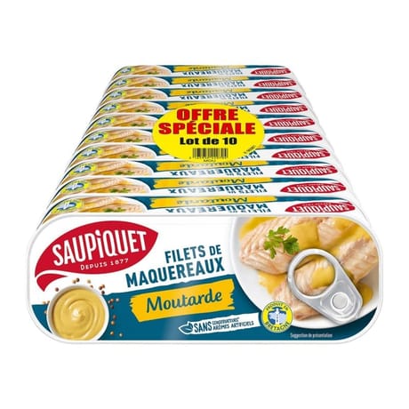 Saupiquet maquereaux moutarde offre spéciale 1/4 x 10  169g