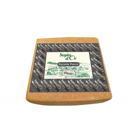 Raclette au poivre, sapin d'or, au lait pasteurisé - tranchée