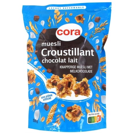 Cora muesli croustillant chocolat au lait 500g