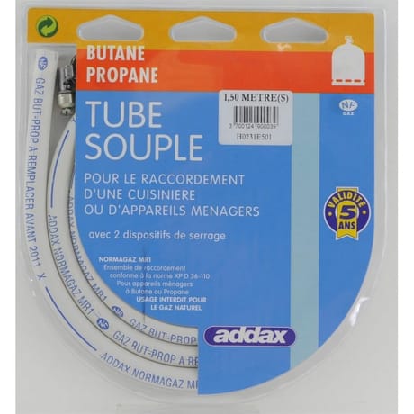Addax tuyau 1m butane / propane validité 5 ans + colliers