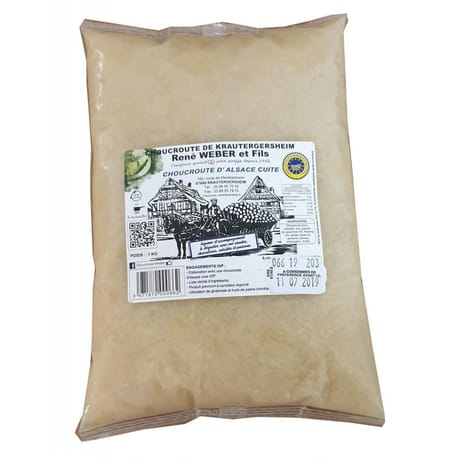 Choucroute d'Alsace cuite certifiee IGP en sachet sous vide de 1kg
