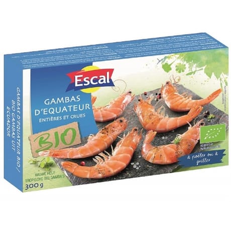 Escal gambas entières crues bio 300g