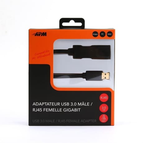 Apm adaptateur usb 3.0/rj45 femelle gigabits noir 570318