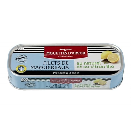 Les mouettes d'Arvor filets de maquereaux au naturel et au citron bio 169G
