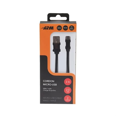 Apm câble usb 2.0 a b micro mâle/mâle noir 570310