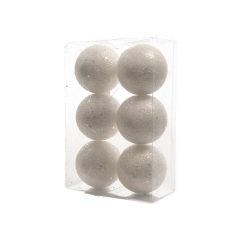 Boite 6 boules "pailletté "argent d6cm