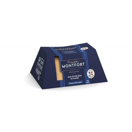 Maison montfort excellence bloc de foie gras de canard finement salé et poivré 160g