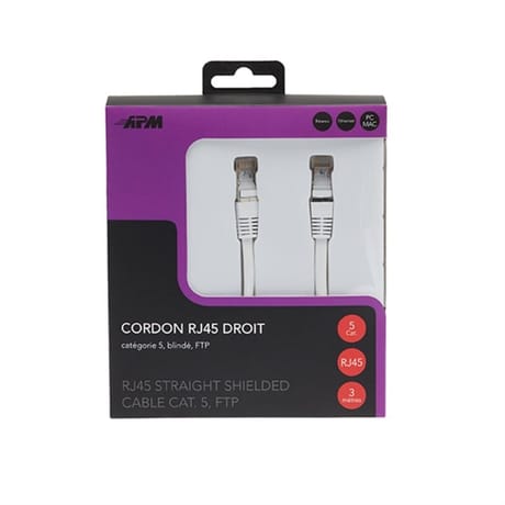 Apm cordon rj45 cat.6 ftp droit blanc 5m 560348