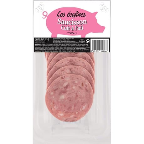 Ecofines saucisson cuit à l'ail tranché 75g