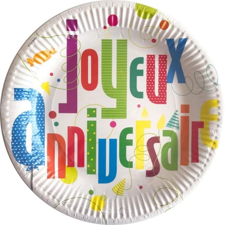Assiettes x6 joyeux anniversaire 23cm