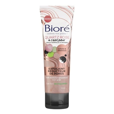Bioré quartz rose + charbon exfoliant réducteur de pores 110ml