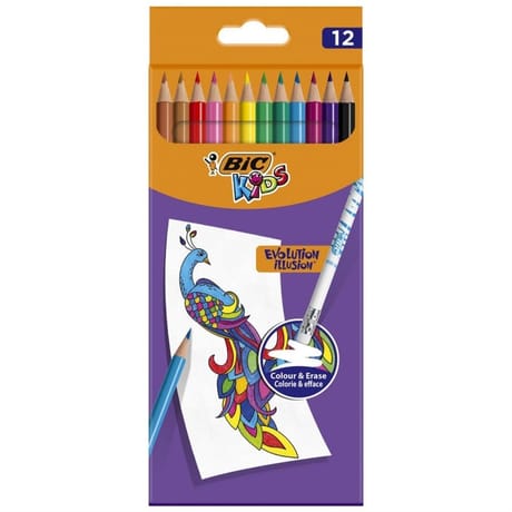 Bic kids crayons de couleurs effaçables x12