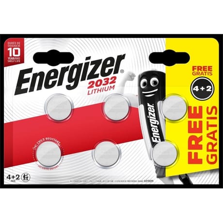 Energizer blister 6 piles CR2032 lithiuim 4+2 gratuites 8g