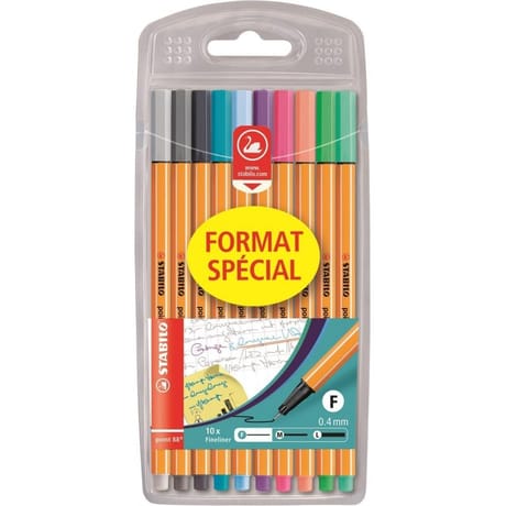 Stabilo 10 feutres d'écriture point 88 ''format spécial'' - coloris pastel
