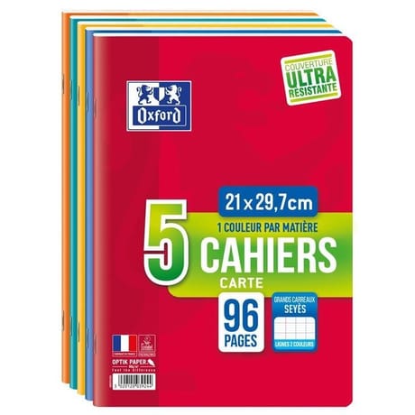 Lot 5 CAHIER OXFORD AGRAFE A4 96P 90G SEYES RDC