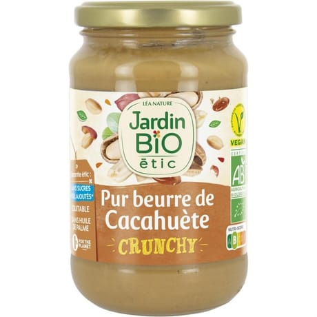 Jardin bio purée de cacahuète crunchy équitable bio 350g
