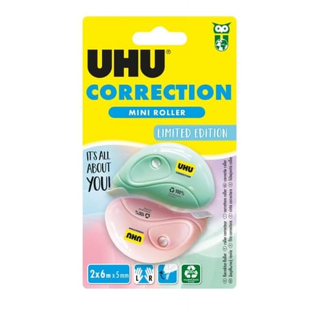 Lot de 2 rollers correcteur mini 6mx5mm pastel