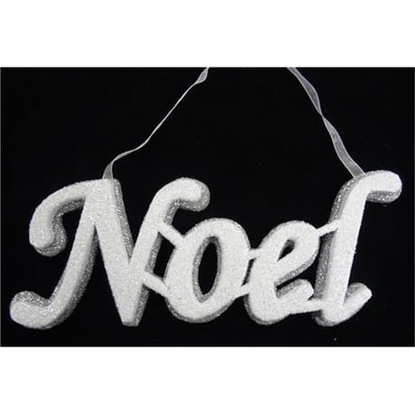 Suspension mot "noël" blanc/ argent