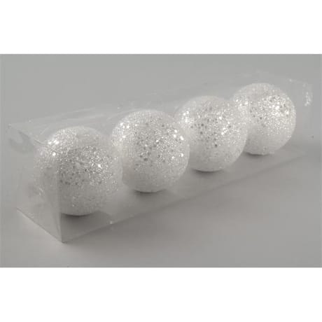 Boite de 4 boules "paillettées argent" diam 8cm