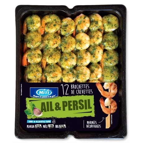 12 brochettes de crevettes ail & persil