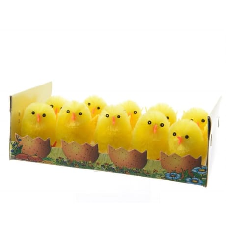 Boite de 10 poussins "en chenille" h5cm