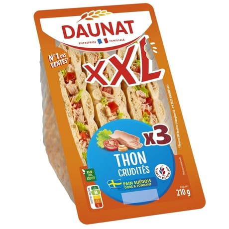 Daunat XXL club suédois thon crudité 210g