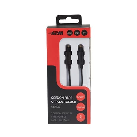 Apm cordon fibre optique toslink mâle/mâle noir 5m 416010
