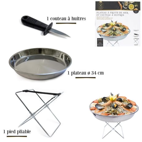 Plateau avec support et couteau à huîtres