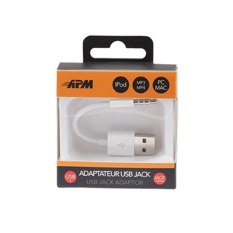 Apm adaptateur usb-a/jack 3.5mm male/male blanc 570321