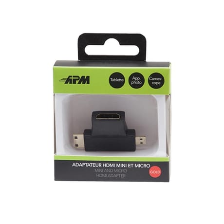 Apm adaptateur hdmi vers mini hdmi+micro hdmi f/m noir 590462