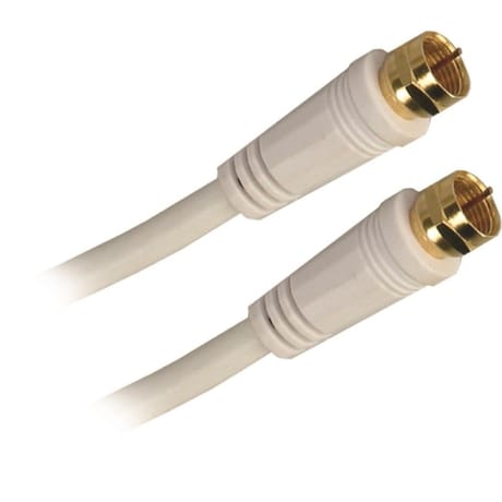 Apm cordon satellite fiche "f" male/male blanc 2m + adaptateur